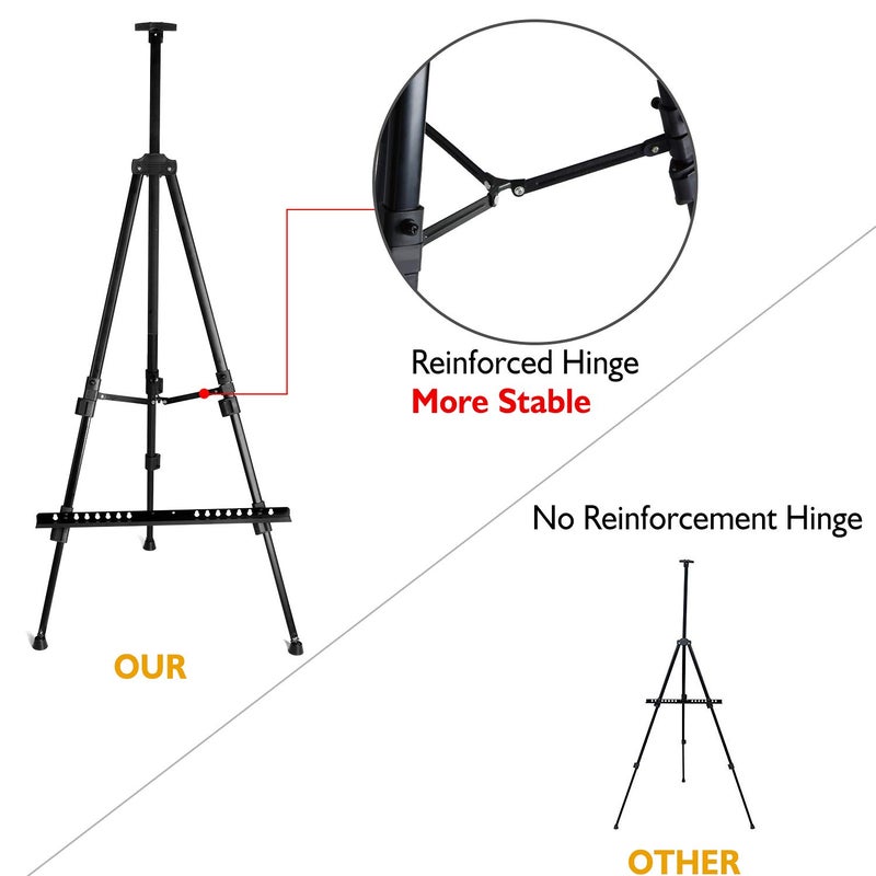 T-SIGN 72 Inches Tall Folding Easel Stand for Display, Aluminum Metal Tripod Art Easel Adjustable Height from 22-72 - Instant Poster Easels for Painting Canvas - Floor Standing Easel (Pack of 2) - Image 4